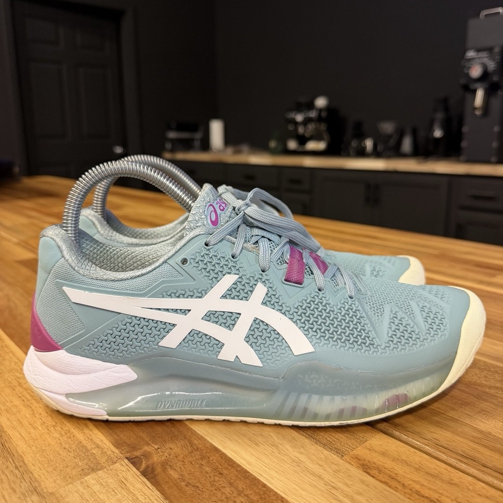 Asics Gel-Resolution 8 Womens Size 7.5 WIDE Teal Tennis Court Pickleball Shoes